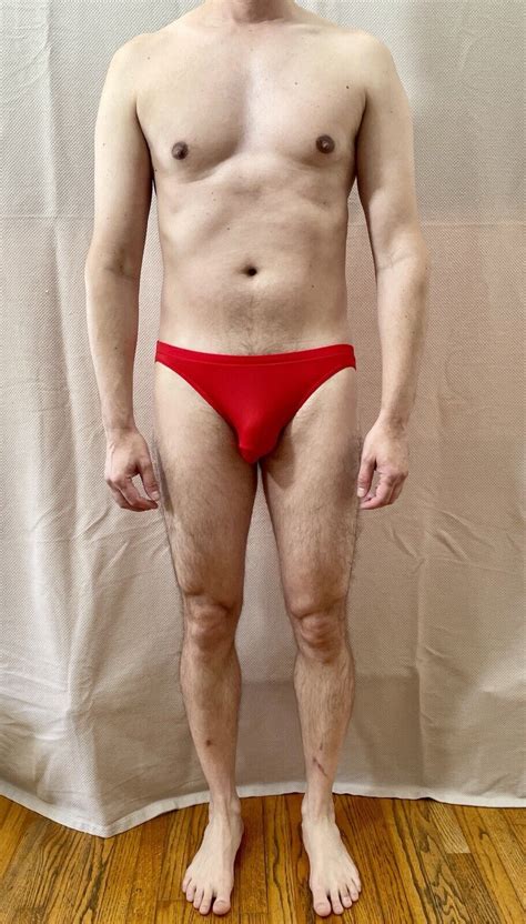 Men S Sexy Red Size M Thin Sheer Unlined Bikini Swim Brief Swimsuit EBay