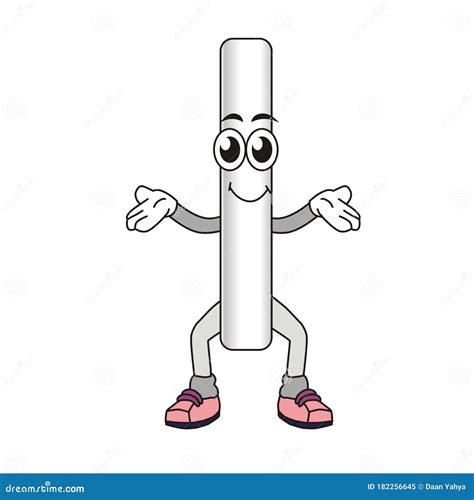 Happy White Chalk Cartoon with a White Background Stock Illustration - Illustration of tools ...