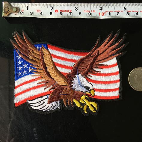 Eagle Iron On Patch American Flag Embroidery Biker Patch For Clothing