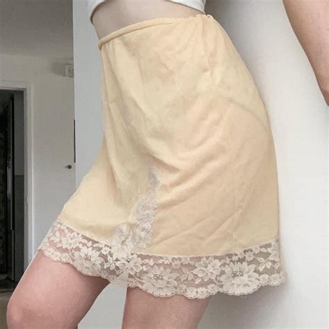 Cream Soda Slip Skirt Vintage Lingerie With Lace Depop