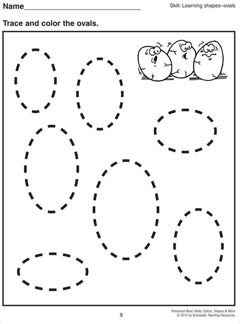 printable basic shapes worksheets oval tracing worksheet  kids