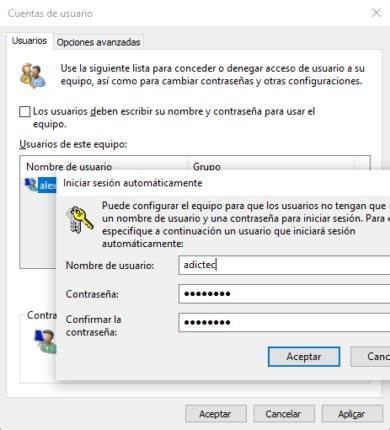 Iniciar Automáticamente en Windows 10 sin Contraseña Adictec