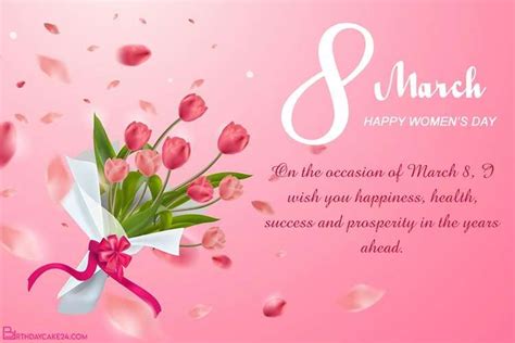 Sharing International Women S Day Greeting Card With Tulip Background