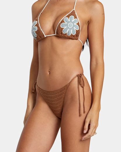 Cotton Crochet Side Tie Bas De Bikini Coupe Cheeky Pour Femme Rvca