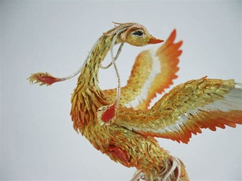 Phoenix Bird Original Handmade Ooak Statuette By Mycreatures Fire