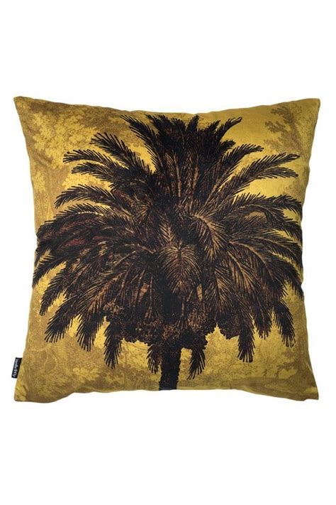 Vanilla Fly Mustard Palm Cushion Velvet Cushions Cushions Cushion Cover