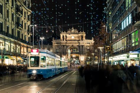 Christmas Shopping in the Decorated Zurich Bahnhofstrasse - 6 Stock ...