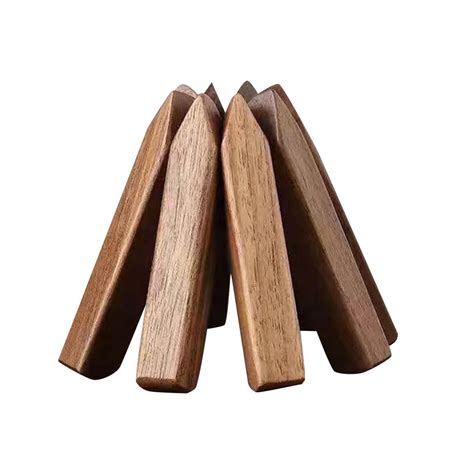 GuLuBin Wooden Trivets For Hot Dishes Tree Shape Trivet Set For Teapot Hot Pots Black Walnut