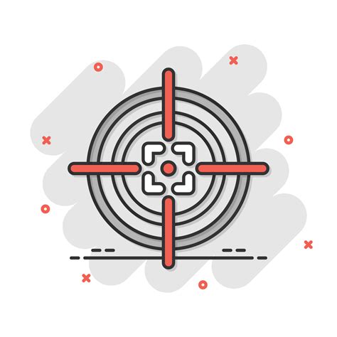 Shooting target vector icon in comic style. Aim sniper symbol cartoon ...