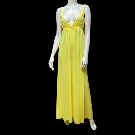 S John Kloss For Cira Nightgown Lingerie Maxi Dress Bright Yellow Nylon Ebay