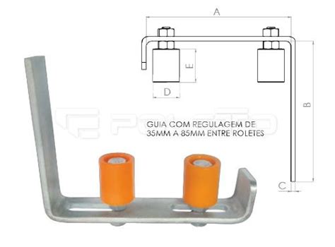 Guia para portão de correr 2 roletes Poletto Metalúrgica