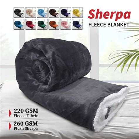 Bedding Sherpa Blanket Queen Size Thick Warm Plush Fleece Reversible