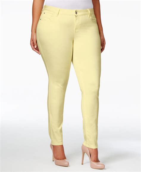 Celebrity Pink Trendy Plus Size Colored Wash Skinny Jeans In Yellow