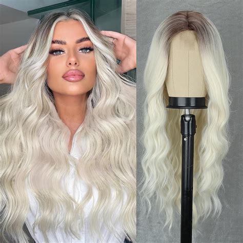 Amazon Werd Long Platinum Blonde Wig For Women Long Blonde Wavy