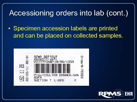 Lab For Non Laboratorians Resource Patient Management System Accessioning