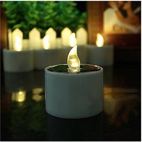 Pcs Solar Power Led Tealight Flickering Flameless Candle Tea