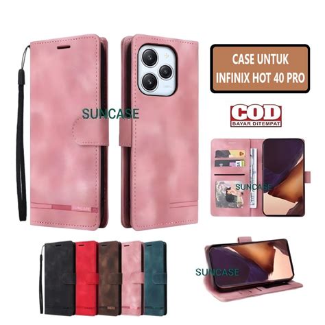 Jual Casing INFINIX HOT 40 PRO Model Flip Buka Tutup Case Kulit Ada Tempat Foto Dan Kartu Juga