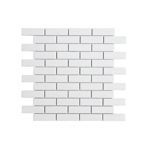 Mosaic Mozza Tile Mini Brick Glossy White X Mm X Mm