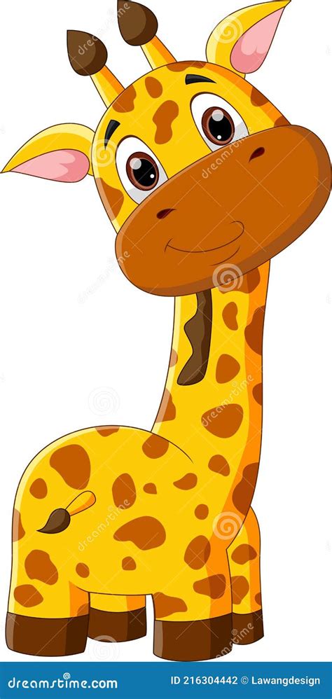 Niedliche Giraffe Cartoon Auf Wei Em Hintergrund Isoliert Vektor