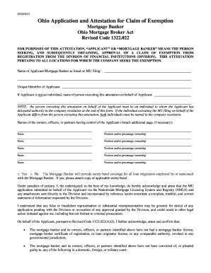 Fillable Online Ohio Application And Attestation For Claim Of Exemption