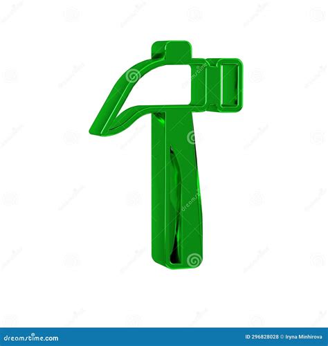 Green Hammer Icon Isolated On Transparent Background Tool For Repair