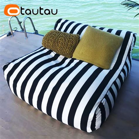 Otautau Outdoor Stripe Oxford Bean Bag Pouf Cover Without Filler