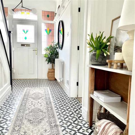 Entryway With Monochromatic Geometric Floor Tiles Soul Lane