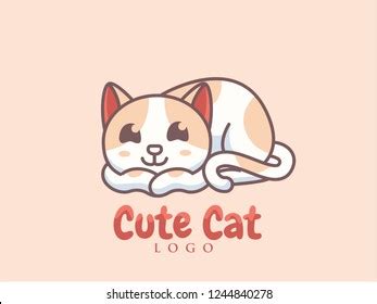 Cute Cat Logo Design Stock Vector (Royalty Free) 1244840278