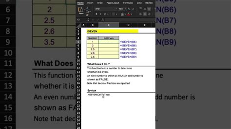 Excel Iseven Function Excel Hacks Youtube