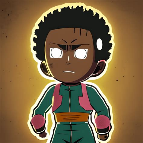 Vintage Dark Skin Rock Lee From Naruto With Afro · Creative Fabrica