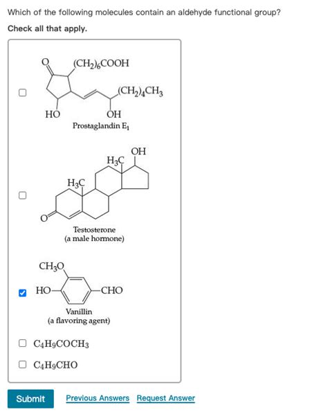 Solved Which Of The Following Molecules Contain An Aldehyde Chegg