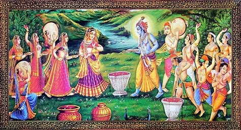 Radha Krishna Playing Holi Reprint On Paper Unframed Radha Krishna