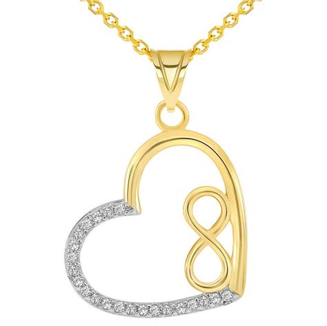 14k Yellow Gold Cubic Zirconia Infinity Love Symbol Inside Open Heart