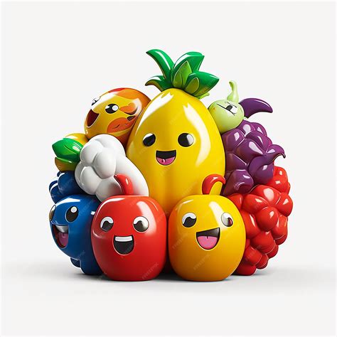 Premium Photo | A group of fruit characters with a cartoon face and a ...