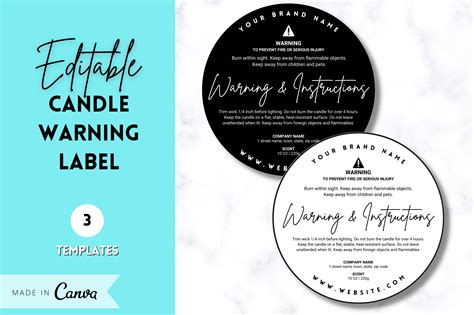 Candle Warning Label Template | Creative Market