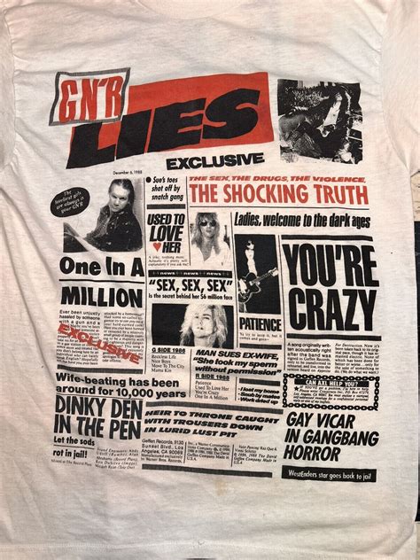 Guns N Roses Lies Vintage Tour Band Rock Tee Shi Gem