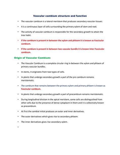 SOLUTION: Vascular cambium structure and function - Studypool