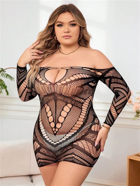 Classic Sexy Plus Size Women S Sexy One Shoulder Long Sleeve Lingerie