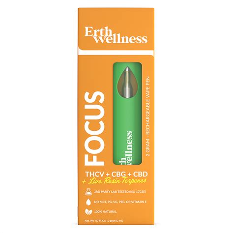 Erth Wellness Focus Thcv Cbg Cbd Live Resin Disposable 2g