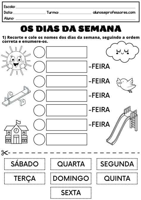 Atividades Sobre Os Dias Da Semana Para Imprimir Alunos E Professores