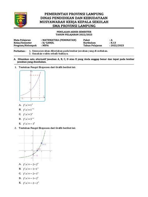 Soal Pas Ganjil Matematika Minat Kelas X Pdf