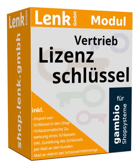 Modul Vertrieb Lizenzschl Ssel F R Gambio Gx Shopsystem