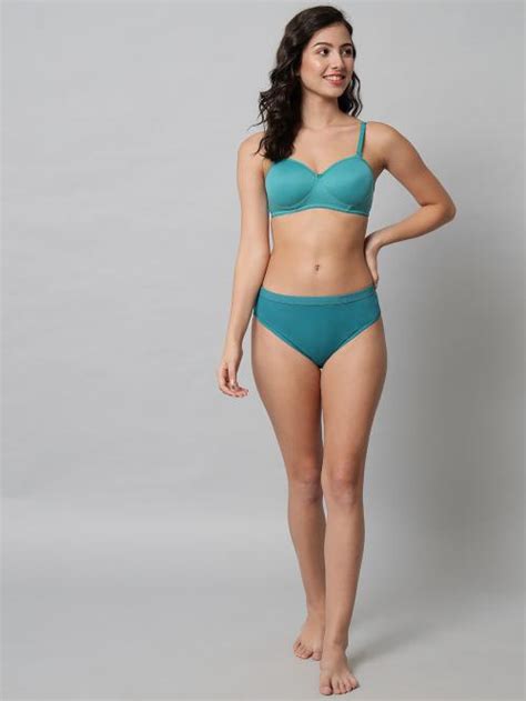 Buy Beach Curve Women Cotton Bra Panty Set For Lingerie Set Pack Of Color Green