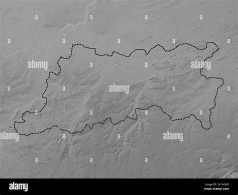 Vlaams Brabant, province of Belgium. Grayscale elevation map with lakes ...