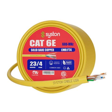 Syston Cable Technology Ft Yellow Cmr Cat E Mhz Awg Solid