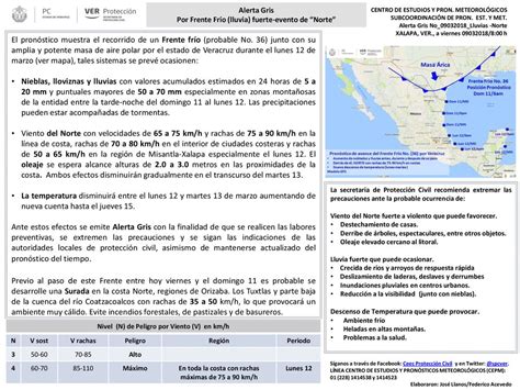 Alerta Gris Por Frente Frío lluvia fuerte evento de Norte ppt