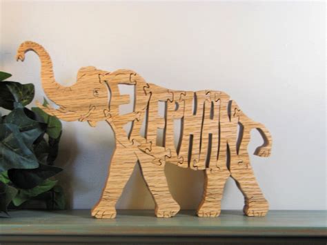 African Elephant Freestanding 3D Jigsaw Puzzle, Educational Wood Word ...