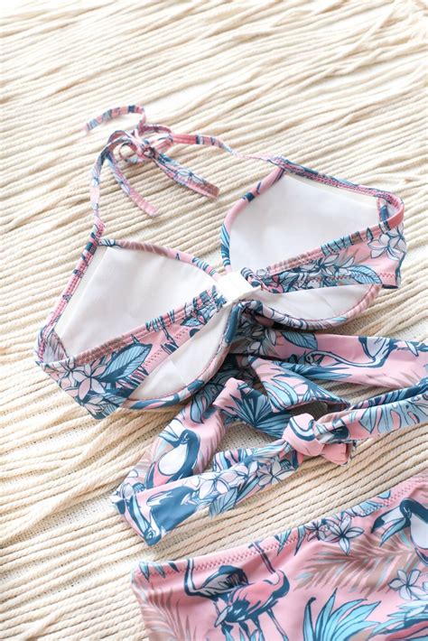 Classic Cross Wrap Bikini Set Pink Tropics Shopperboard