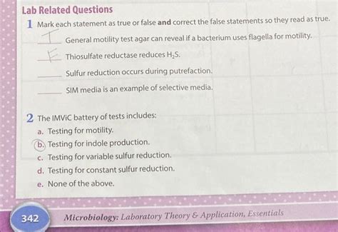 Solved Lab Related Questions Mark Each Statement As True Chegg