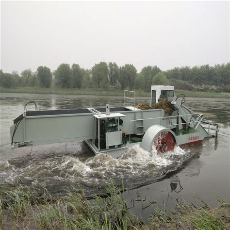 Automatic Aquatic Weed Harvester Water Pontoon Boat For River Cleaning